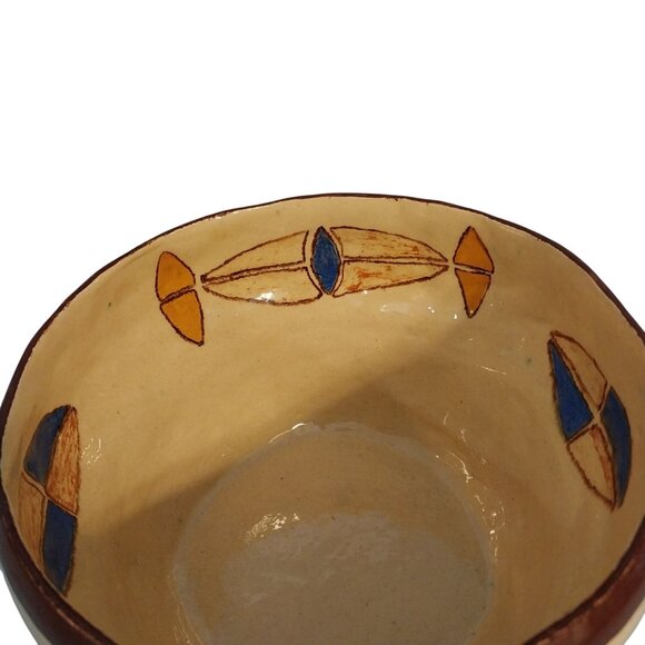 1930s Abstract Ware Mixing Bowl Handmade Hand Painted Signed FM March 1930 - Picture 5 of 10